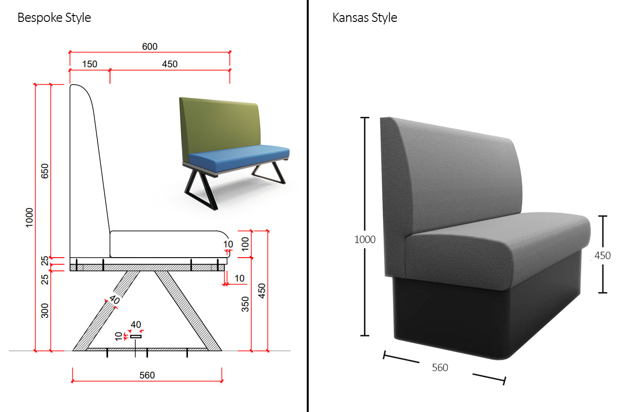 Straight Booth Seat - 1200mm Medium Unit